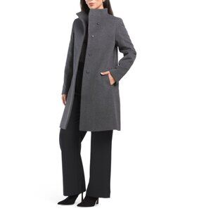 ICONS BY CINZIA ROCCA ANTHRACITE Made In Italy Wool Blend Three-quarter Coat